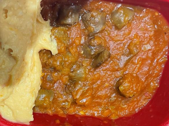 Variation Healthier Deviled Sausages with Apple and Sweet Potato Mash