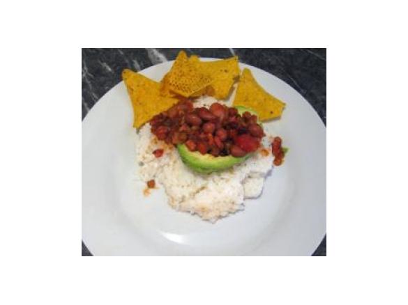 Vegetarian Chilli in Avocado