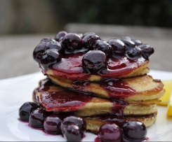 Paleo Banana & Coconut Pancakes with Blueberry Compote