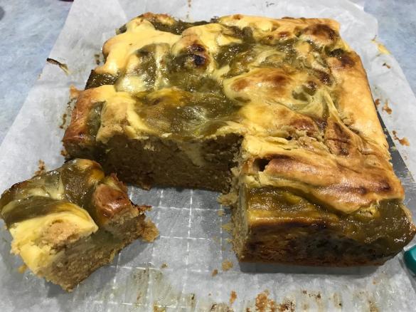 Cream Cheese and Rhubarb Blondies
