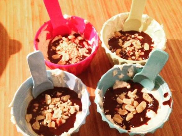 Peanut butter mousse with a chocolate glaze