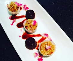 Gluten Free Vegan Banana Mini Muffins with Hazelnut Cream Frosting 