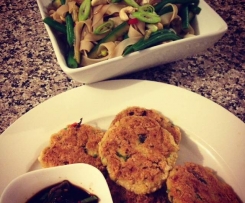 Thai tofu cakes with rice noodle salad
