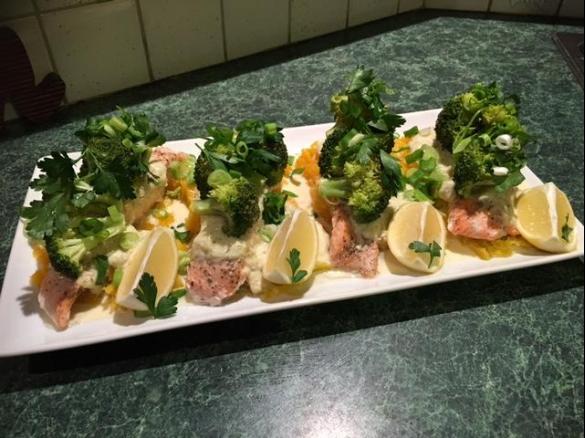 SALMON with LEEK SAUCE