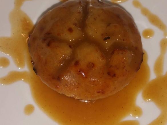 Banana Steamed pudding with salted caramel sauce