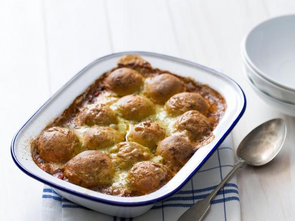 Beef cobbler with polenta dumplings
