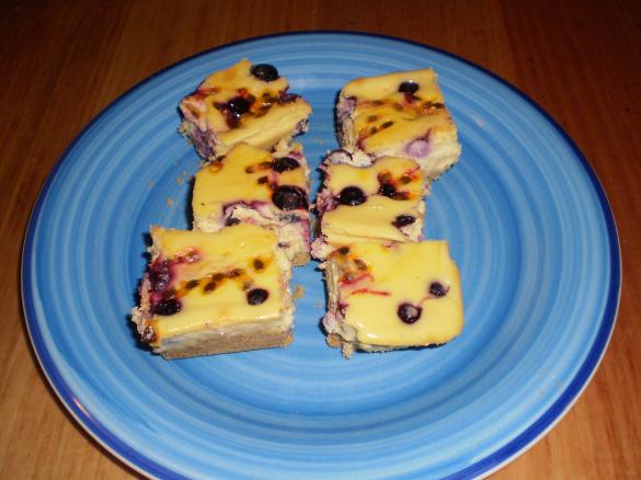 Blueberry and Passionfruit Cheesecake Slice