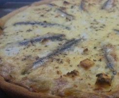 Goats cheese, onion jam and white anchovy tart