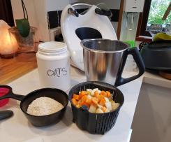 3 course baby meal (& no need to clean the thermie bowl between)