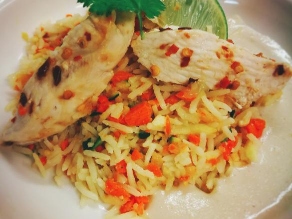 Coconut Lime Chilli Chicken with Veggie Rice