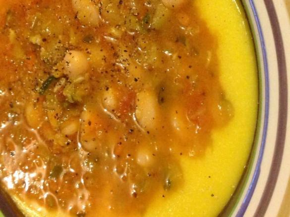 Vegetarian butter bean stew with polenta