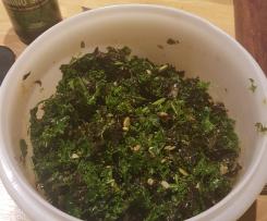 Kale Broccoli Salad with Avocado Goats Cheese Dressing