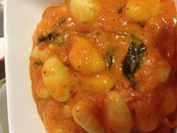 Gnocchi with Tomato Basil and Bacon Sauce