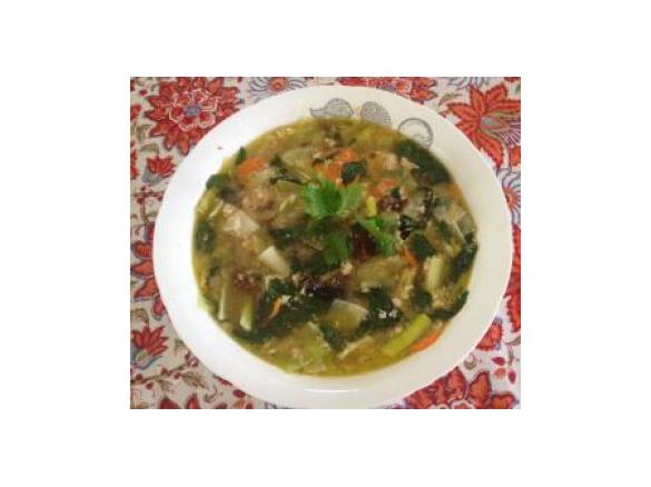 Cock-a-Leekie Soup with Kale