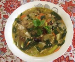 Cock-a-Leekie Soup with Kale