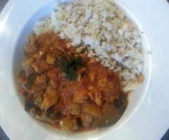 Chicken & Eggplant stew with Cauliflower rice
