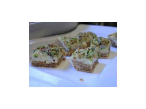 Truly Naughty Caramel Pistachio Slice