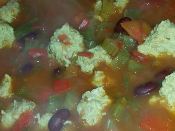 Spicy Mexican Soup with Chicken Meatballs