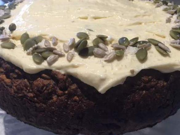GF, NF, DF, Egg Free Clone of Caribbean Carrot Cake with Healthy Cream Cheese Icing!