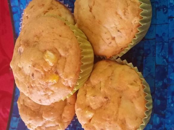 Cheese, corn and tomato chutney savoury muffins