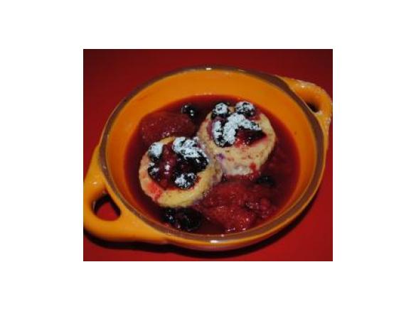 Hazelnut Breakfast Souffles with Fresh Berry Compote