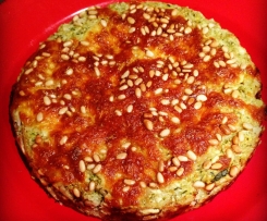 Zucchini, rice, fetta and pine nut pie