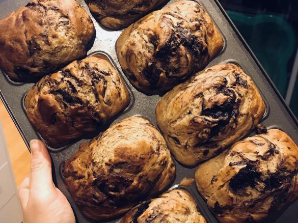 Olive Oil Banana Bread with Nutella Swirls