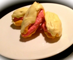 Raspberry & White Chocolate Eclairs . . . HOWEZAT!