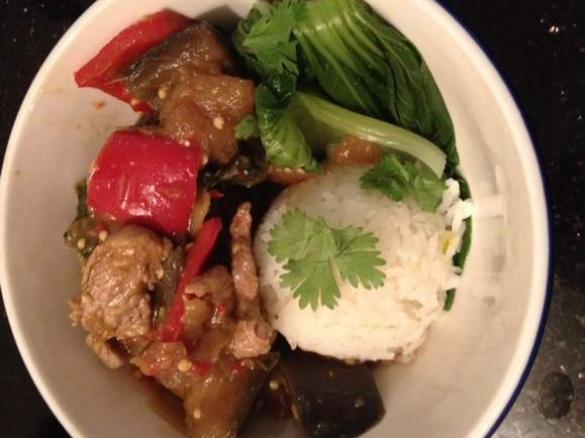 Thai pork with eggplant