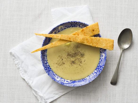 Jerusalem artichoke soup with cheese shards