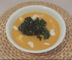Pumpkin Soup with Krispy Sesame Kale