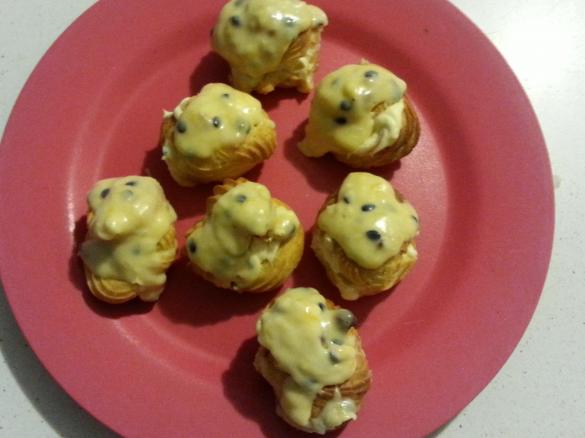 Profiteroles with White Passionfruit Ganache