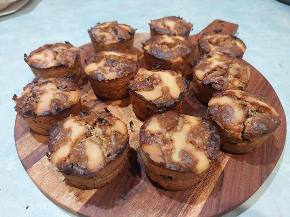 Hot Cross Sulatana & Walnut Muffins