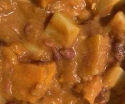Sweet Potato and Red Kidney Bean stew with peanuts.