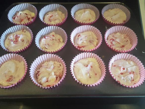 Raspberry and white chocolate muffins