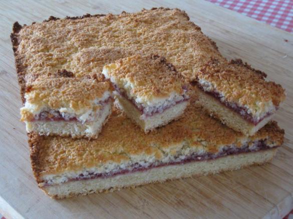 Raspberry Jam Coconut Slice