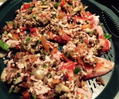 Chicken tenderloin pizzas