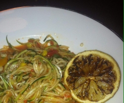 Zucchini Pasta with Charred Capsicum