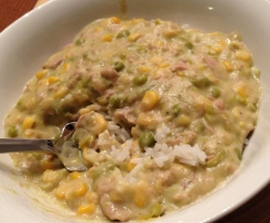 Hubby's tuna peas and corn