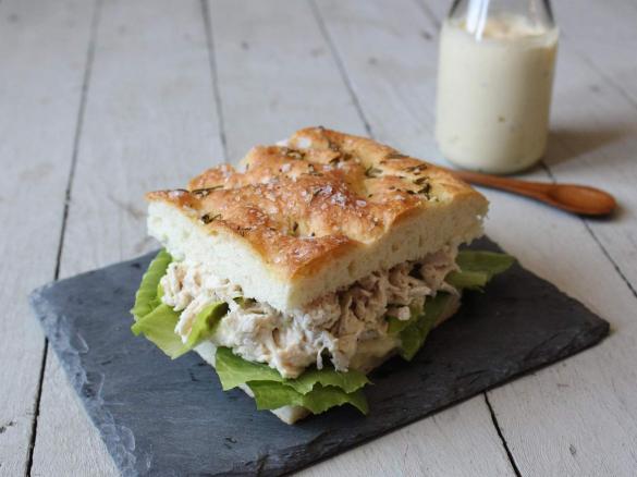 Maggie Beer's Chicken and verjuice mayonnaise focaccia