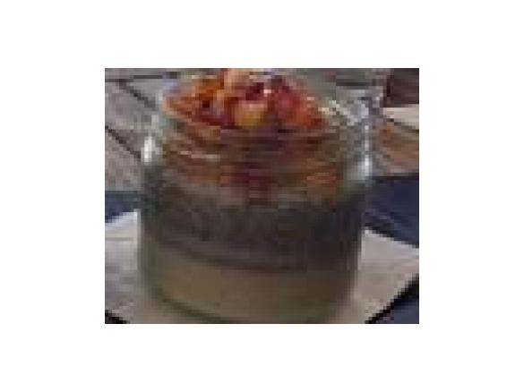 Coconut pannacotta with coconut chia seed pudding & seasonal fruit