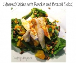 Steamed Chicken with Pumpkin and Broccoli Salad