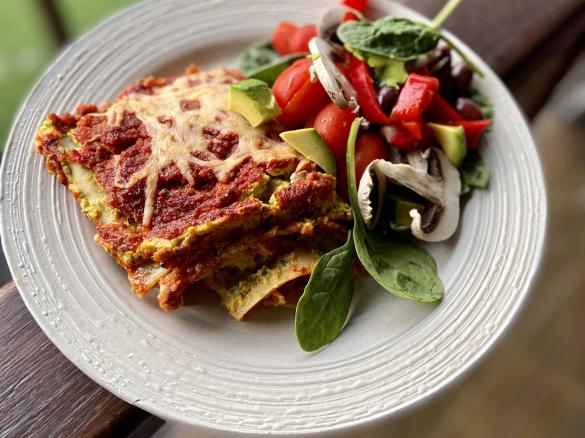 Pumpkin, spinach and ricotta lasagna