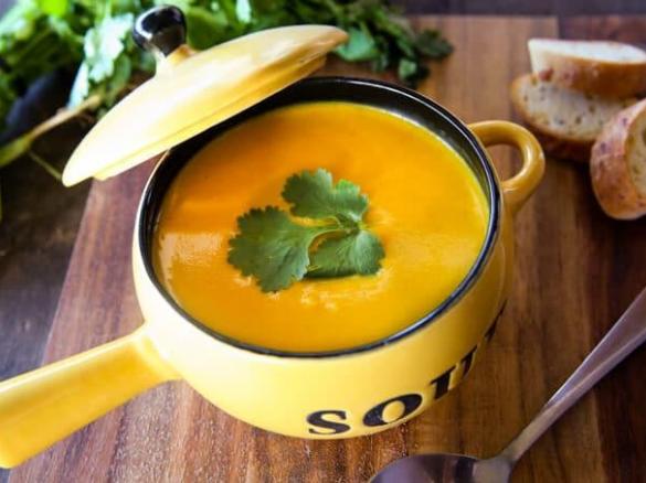 Coconut curried pumpkin and sweet potato soup