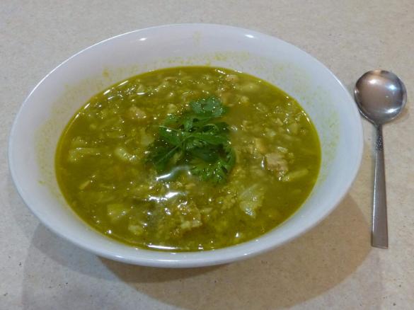 Curried Cauliflower, Cabbage and Left Over Chicken Soup