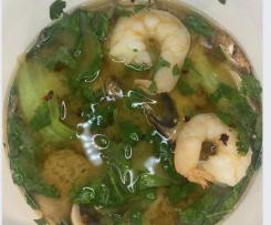 Miso soup with prawns and mushroom
