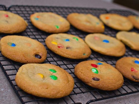 Chewy m&m cookies