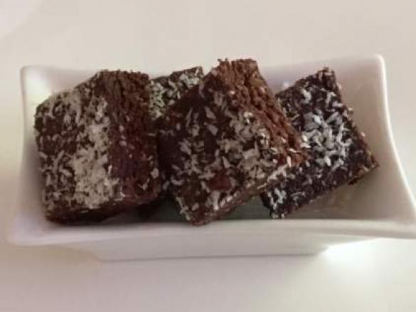 Cacao, coconut and chia slice