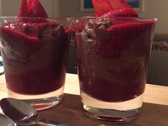 Choc mousse with berry sauce (Lola Berry The Happy Cook)