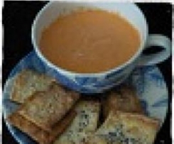 Roast capsicum dip with sesame and poppy seed squares